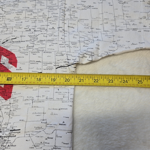 Vintage Texas Road Map T Shirt Mens Medium White AOP All Over Print Made In USA - Picture 7 of 8
